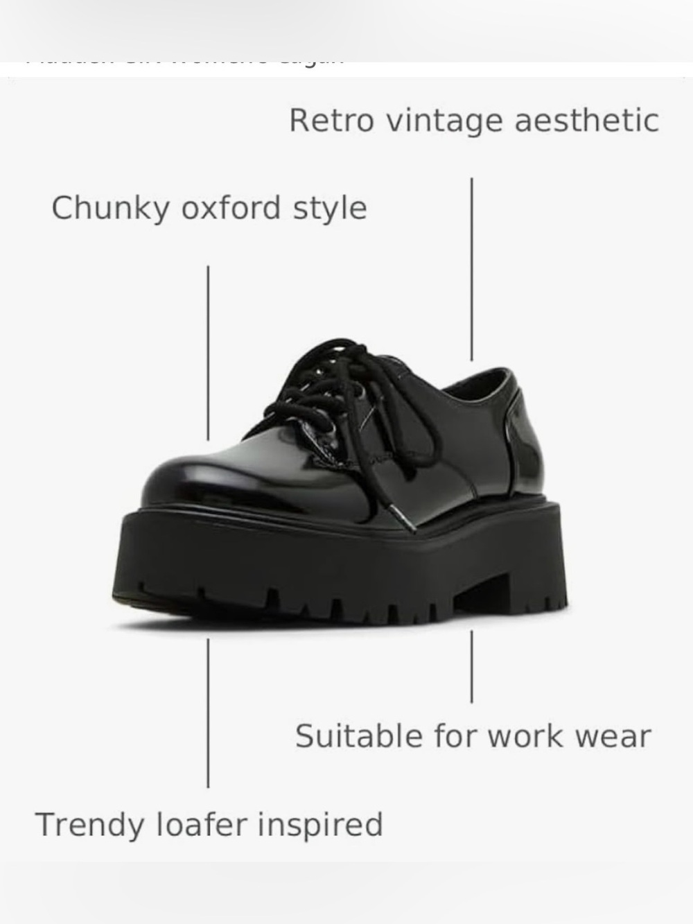 NEW Madden Girl Women's Cagan Lug Sole Platform Lace Oxfords 9 Black Leather - Picture 9 of 9